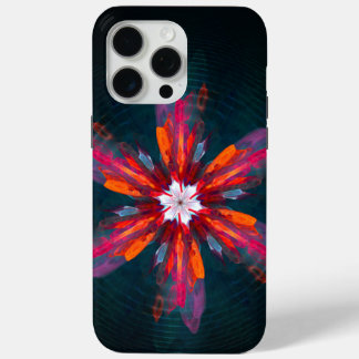 Funda Para iPhone 15 Pro Max Floral Mandala Flores Naranja Azul Rojo Resumen