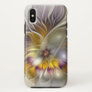 Funda Para iPhone XS Floral moderna fractal abstracta y colorida fantás