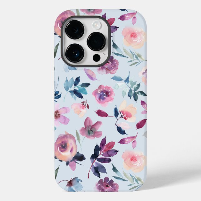 Funda De Case-Mate Para iPhone Floral morada acuarela (Reverso )
