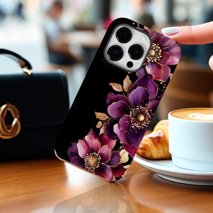 Funda Para iPhone 14 Pro De Case-Mate Floral morada negra