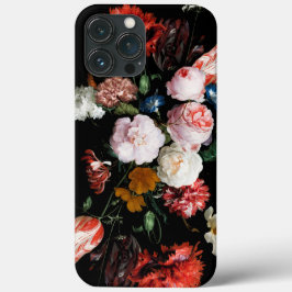 Funda Para iPhone 13 Pro Max Floral morena oscura con fondo negro