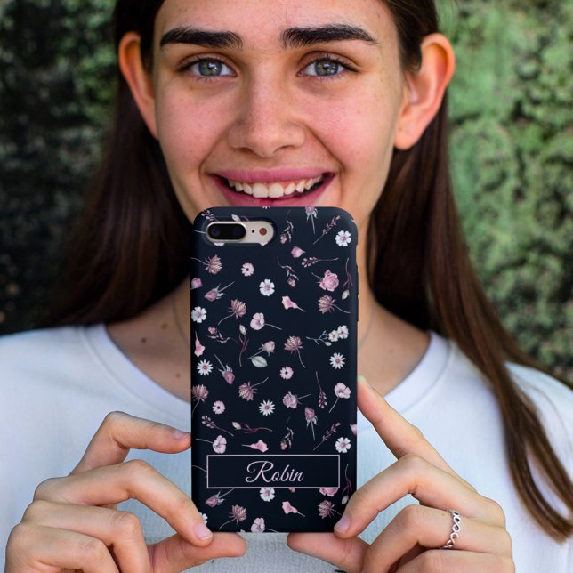 Funda De Case-Mate Para iPhone Floral negra personalizada elegante (Subido por el creador)