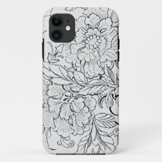 Funda Para iPhone 11 Floral negro y blanco del vintage