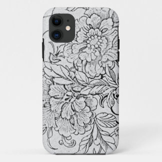 Funda Para iPhone 11 Floral negro y blanco del vintage