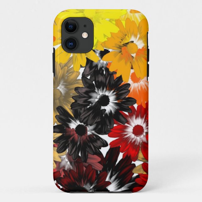 Funda De Case-Mate Para iPhone Floral negro y naranja (Reverso)