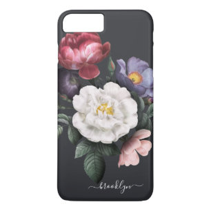 Funda Para iPhone 8 Plus/7 Plus Floral Oscuro sobre Negro Firma