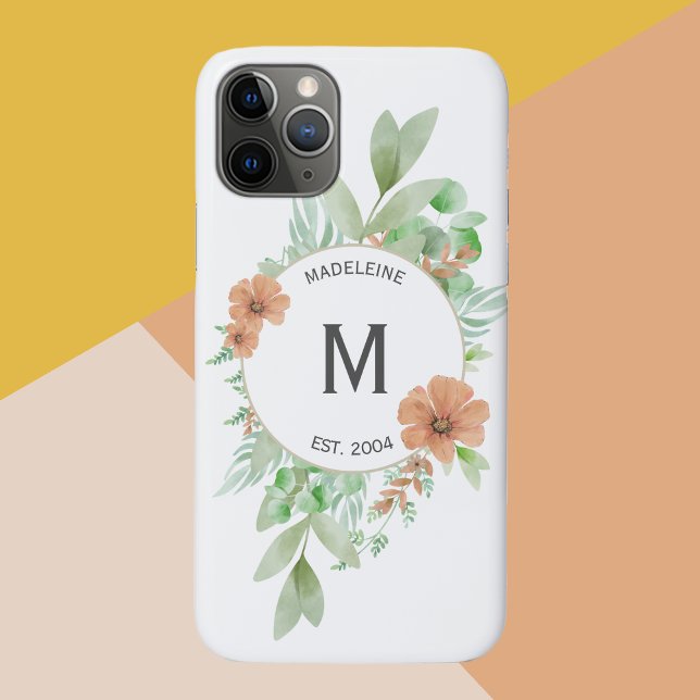 Funda De Case-Mate Para iPhone ‘Floral Peach’ - Estuche personalizado para iPhone (Personalised phone cover with name and initials, 'floral peach' design)