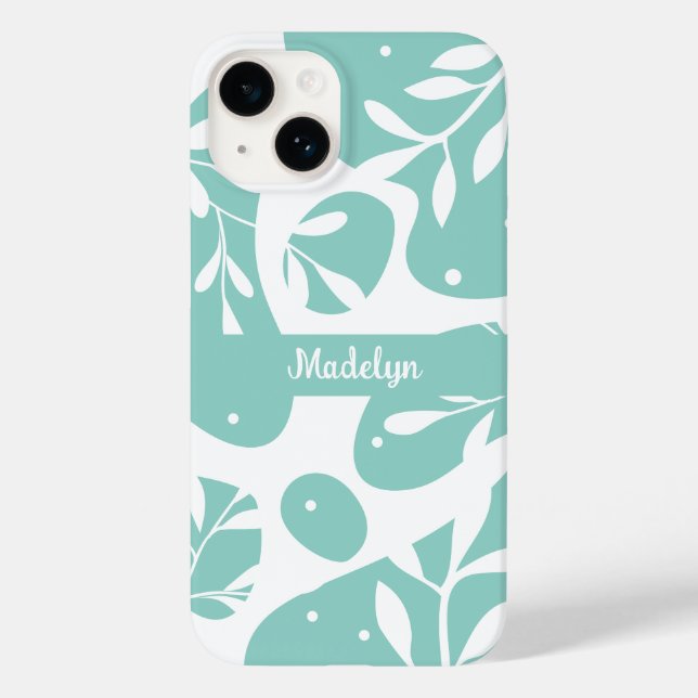 Funda De Case-Mate Para iPhone Floral personalizada de azul claro botánico (Reverso )