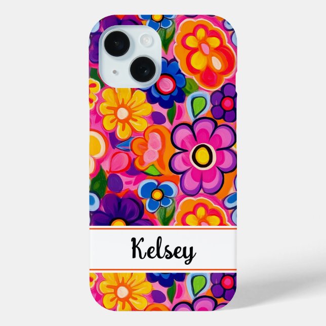 Funda De Case-Mate Para iPhone Floral Personalizado Retro Genial (Reverso )