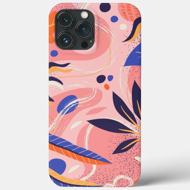 Funda De Case-Mate Para iPhone floral plana abstracta (Reverso )
