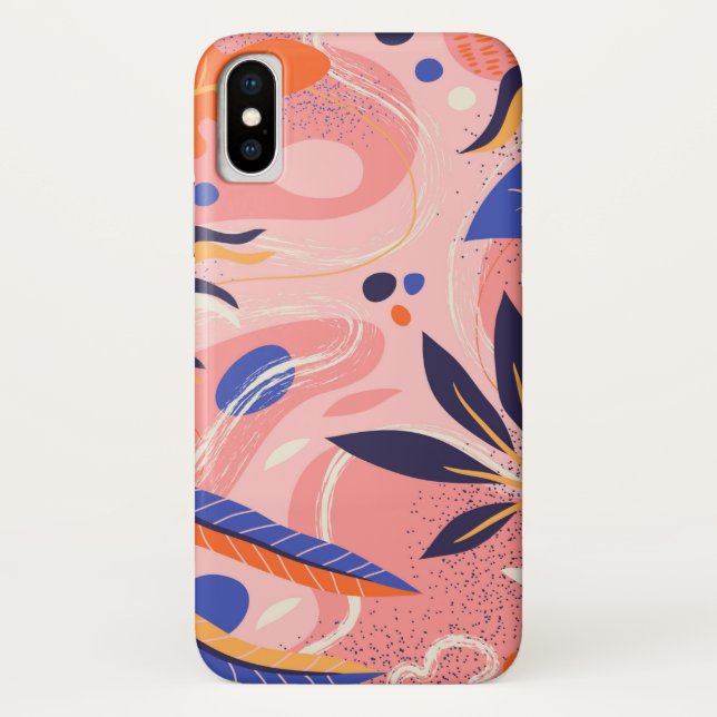 Funda De Case-Mate Para iPhone floral plana abstracta (Reverso)