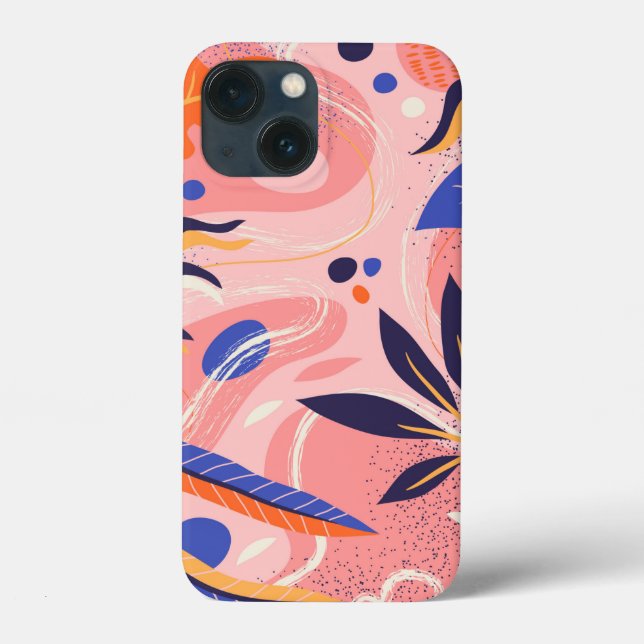 Funda De Case-Mate Para iPhone floral plana abstracta (Reverso )