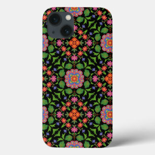 iPhone 13 Floral Rangoli en el estuche negro para Ipad Funda