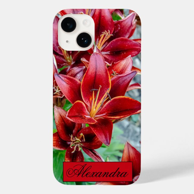 Funda De Case-Mate Para iPhone Floral Red Stargazer Lily Photography (Reverso )