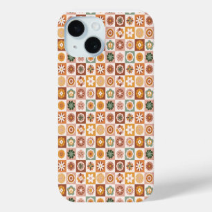 Funda Para iPhone 15 Floral Retro a Cuadros Groovy