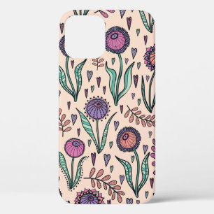 Funda Para iPhone 12 Floral retro de los años 60. Ilustracion pintado a
