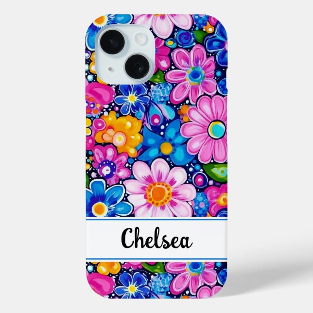 Funda De Case-Mate Para iPhone Floral Retro Groovy Personalizado (Reverso )