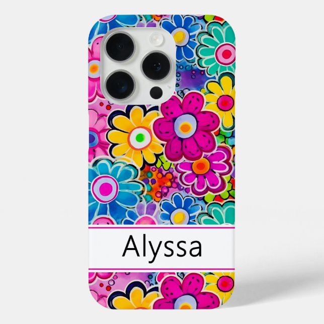 Funda De Case-Mate Para iPhone Floral Retro Personalizado Groovy (Reverso )