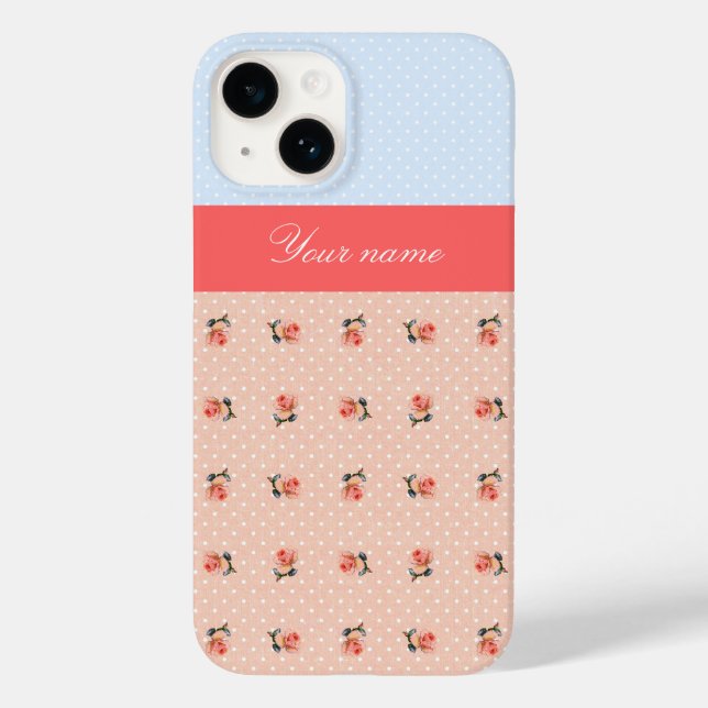 Funda De Case-Mate Para iPhone Floral retro y lunares (Reverso )