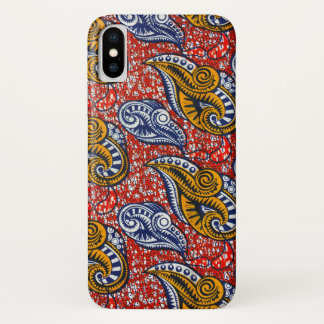 Funda Para iPhone X Floral rojo de la tela del caso africano del