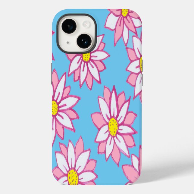 Funda De Case-Mate Para iPhone Floral rosa blanca y azul (Reverso )
