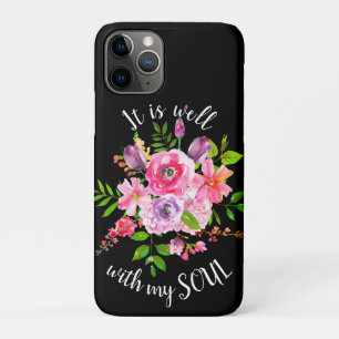 Funda Para iPhone 11 Pro Floral Rosa Inspiradora Está Bien Con Mi Alma