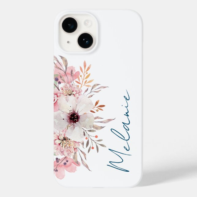 Funda De Case-Mate Para iPhone Floral rosa moderna (Reverso )