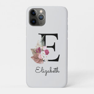 Funda Para iPhone 11 Pro Floral Rosa Moderno Inicial E