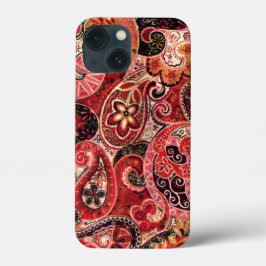 Funda Para iPhone 13 Mini Floral rosa, rosa y negra de Paisley Vintage