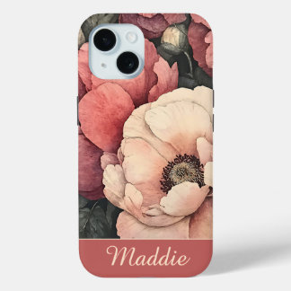 Funda Para iPhone 15 Floral rosa Rubor de Bonito veneciana personalizad