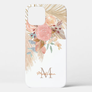 Funda Para iPhone 12 Floral rosa Rubor Pampas personalizada