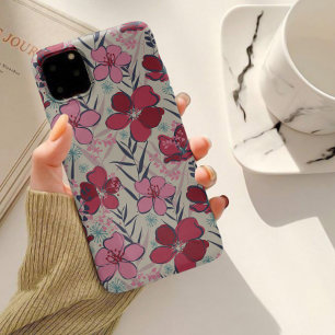 Funda Para iPhone 13 Floral rosa y roja moderna