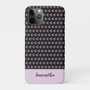 Funda Para iPhone 11 Pro Floral rosada giratoria personalizada negro