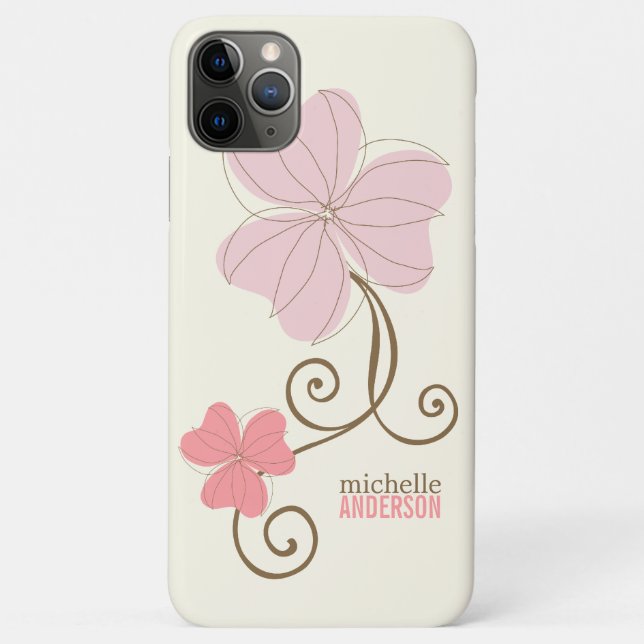 Funda De Case-Mate Para iPhone Floral rosado elegante (Reverso)
