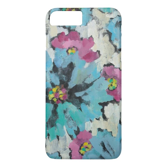Funda De Case-Mate Para iPhone Floral rosado y azul gráfico (Reverso)