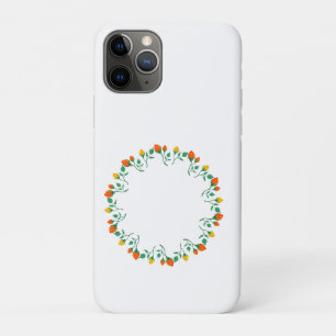 Funda Para iPhone 11 Pro Floral round frame with yellow and red rose flower