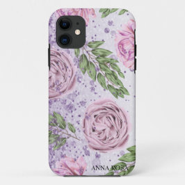 Funda Para iPhone 11 *~* Floral Rubor Lavender PEONY Purpurina Púrpura