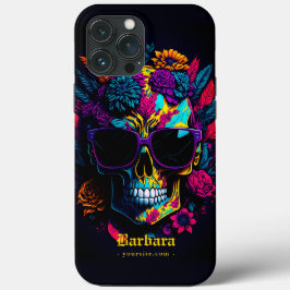 Funda Para iPhone 13 Pro Max Floral Skull Colorido Retro Elegante Artista de ta