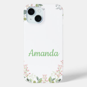 Funda Para iPhone 15 Floral suave con hojas y flores de pequeño crecimi