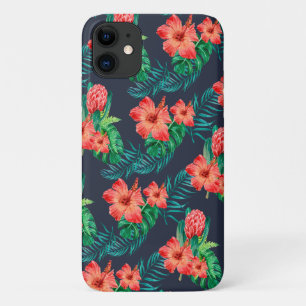 Funda Para iPhone 11 Floral tropical roja en la marina