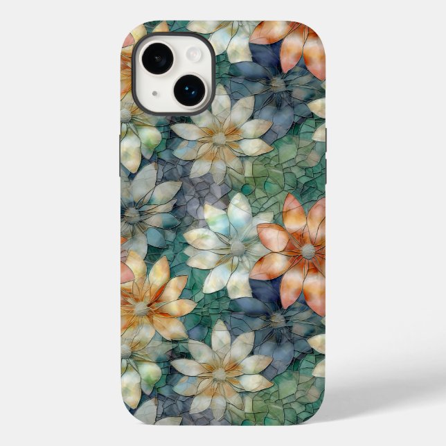 Funda De Case-Mate Para iPhone Floral Verde Azul Blanco Melocotón (Reverso )