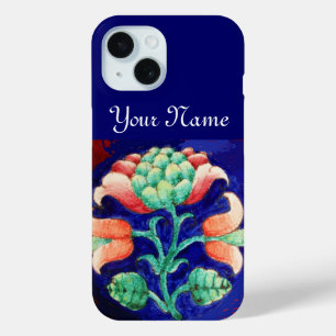 FUNDA PARA iPhone 15 FLORAL VERDE DE ROSA AZUL