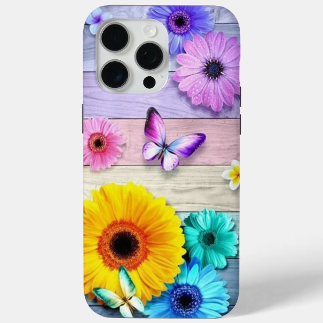Funda De Case-Mate Para iPhone Floral y mariposa (Reverso )