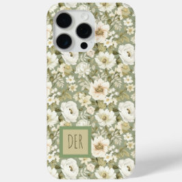 Funda Para iPhone 15 Pro Max Florales Botánicas de Crema y Verde Salvia Daisy