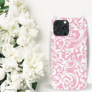 Funda Para iPhone 13 Pro Max Florales de color rosa y blanco