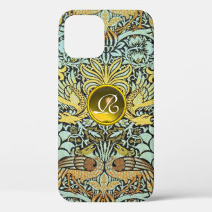 FUNDA PARA iPhone 12 FLORALES,PAVOS REALES Y DRAGONES MONOGRAMA DE GEMA