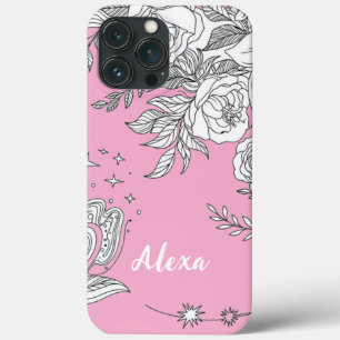 Funda Para iPhone 13 Pro Max Florales simples y elegantes para chicas modernas
