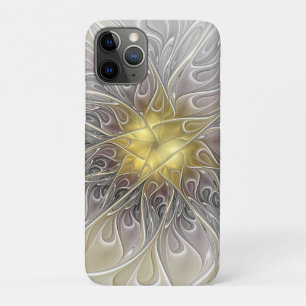 Funda Para iPhone 11 Pro Florecer con flor fractal abstracta moderna de oro