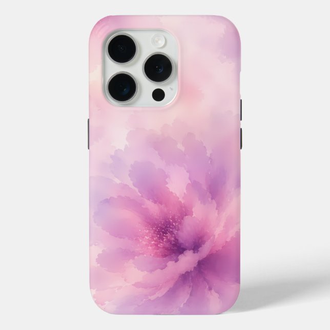 Funda De Case-Mate Para iPhone Florecimiento abstracto de lavanda rosa acuarela (Reverso )