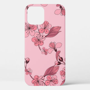 Funda Para iPhone 12 Florecimiento del cerezo en color rosa sobre fondo